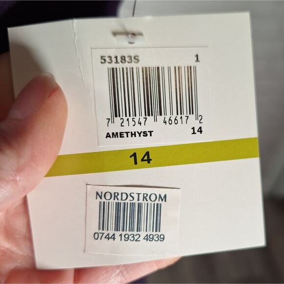 NWT $240 Donna Morgan Purple Silk Cocktail Dress, 14, Sleeveless with Pleating - Picture 7 of 8